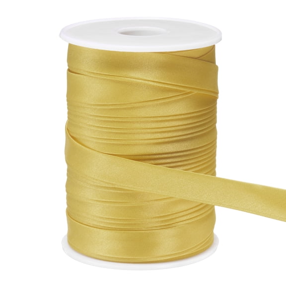 Uxcell Double Fold Bias Tape for Sewing 5/8 inch x 25 Yards Satin Pre-fold Continuous Binding Tape for Seaming Quilting Hemming Binding DIY Crafts, Light Brown
