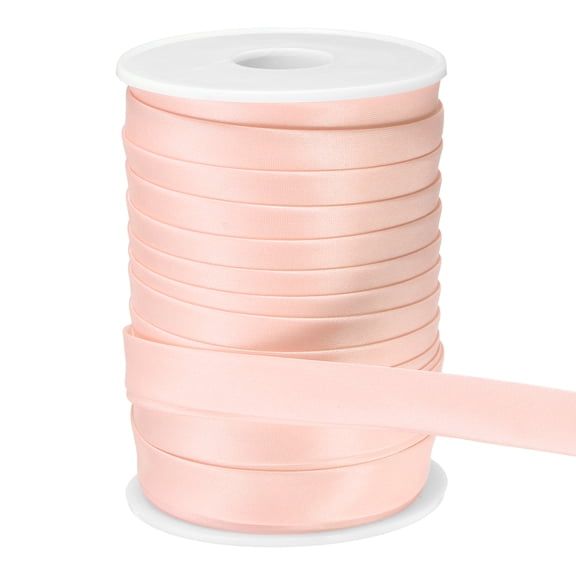 Uxcell Double Fold Bias Tape for Sewing 5/8 inch x 25 Yards Satin Pre-fold Continuous Binding Tape for Seaming Quilting Hemming Binding DIY Crafts, Pink