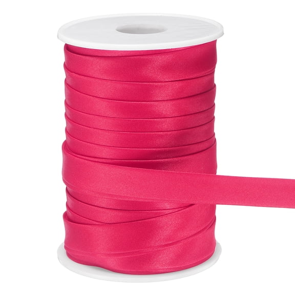 Uxcell Double Fold Bias Tape for Sewing 5/8 inch x 25 Yards Satin Pre-fold Continuous Binding Tape for Seaming Quilting Hemming Binding DIY Crafts, Rose Red