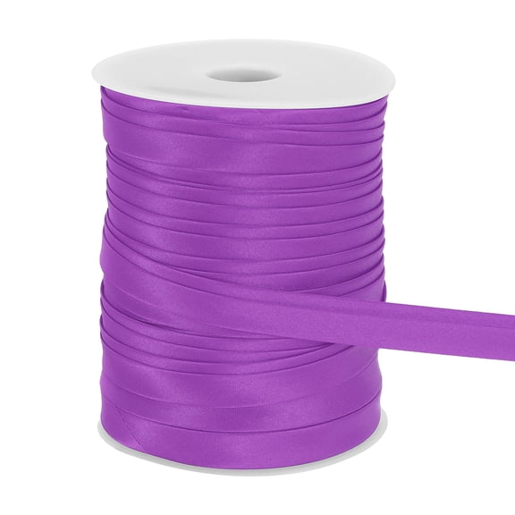 Uxcell Double Fold Bias Tape for Sewing 3/5 Inch x 55 Yards Satin Tape Pink Purple
