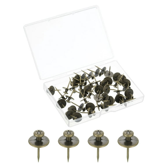 Uxcell 50 Pcs Double Headed Picture Hanging Nail, Zinc Alloy Push Pins Picture Hangers Double Headed Thumb Tacks for Hanging Pictures, Bronze