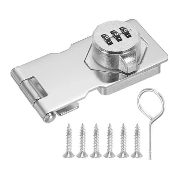 Uxcell Double Hole Cabinet Combination Lock Door Lock Cabinet Password Hasp Locks with 3 Digit Password Silver