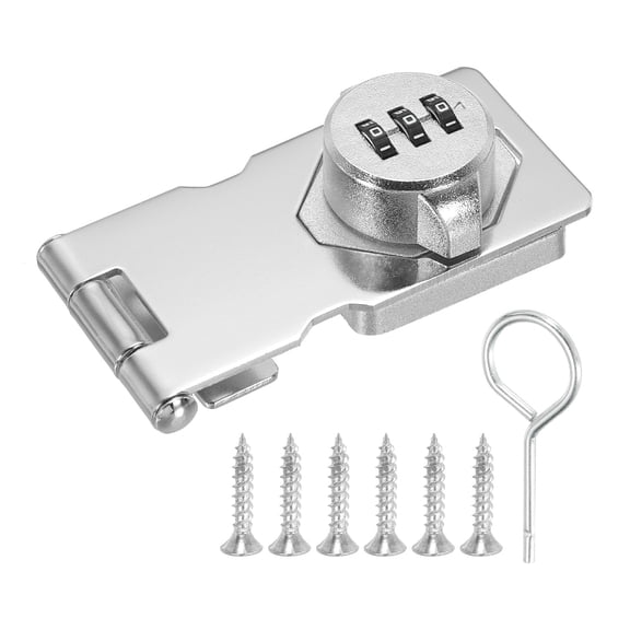 Uxcell Double Hole Cabinet Combination Lock Door Lock Cabinet Password Hasp Locks with 3 Digit Password Silver