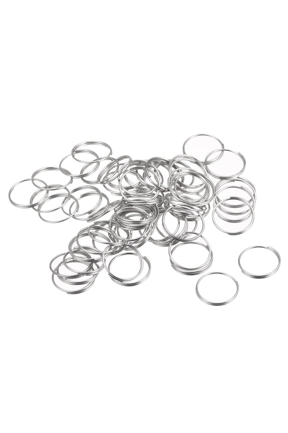 Carbon Steel Double Loops Split Rings Silver Tone Small Round Key Ring Parts 120 Pcs 14mm