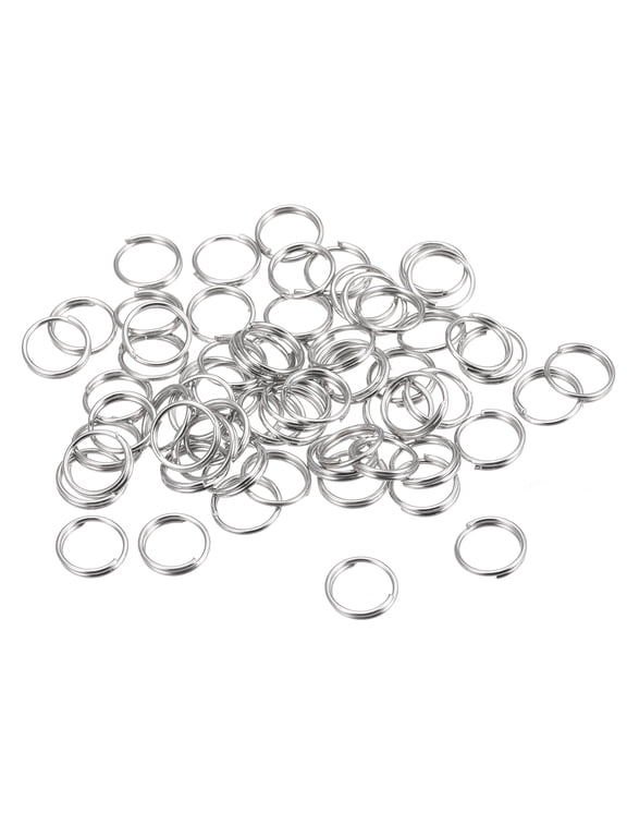 Carbon Steel Double Loops Split Rings Silver Tone Small Round Key Ring Parts 120 Pcs 8mm