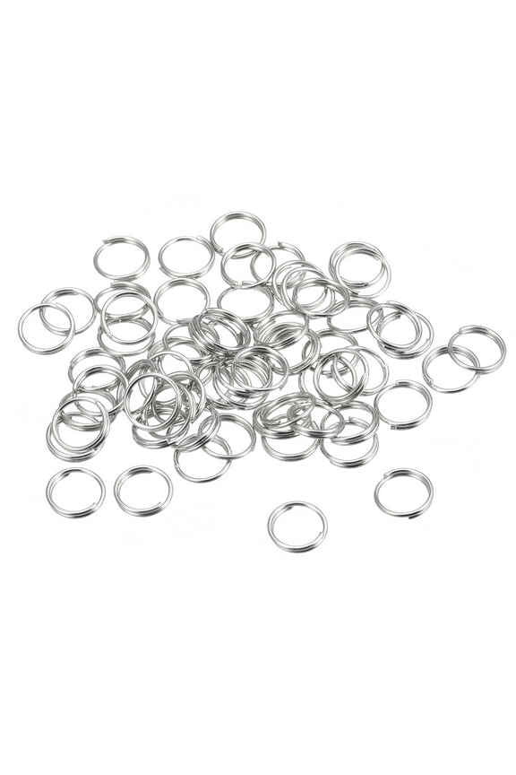 Carbon Steel Double Loops Split Rings Silver Tone Small Round Key Ring Parts 120 Pcs 8mm