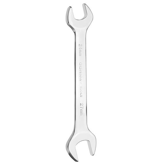 Uxcell Double Open End Wrench 24mm x 27mm Metric 15 Degree Offset Angle Small Flat Head Wrench Mirror Polished Open Ended Spanner for Automotive Repair Furniture Assembly