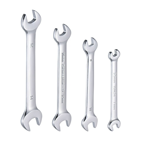 Uxcell Double Open-End Wrench Set, 5.5-14mm Metric CR-V Steel with Rolling Pouch, 4-Piece