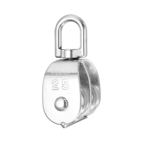 Uxcell Double Pulley Block,(Loading 140KG, Silver)(1 Set), Stainless Steel Heavy Duty Wheel Swivel Rigging Lifting Fixed Pulley for Wire Rope Gym Equipment Clothesline