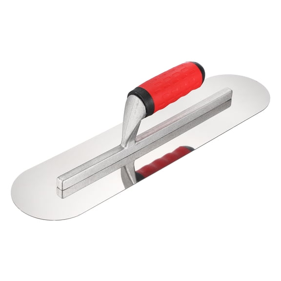 Uxcell Double Round Drywall Trowel 16" x 4", 402 Stainless Steel Concrete Finishing Trowel Art Paint Plastering Hand Tools with TPE Grip, for Concrete Cement, Silver