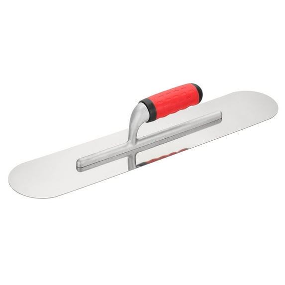 Uxcell Double Round Drywall Trowel 20" x 4", 402 Stainless Steel Concrete Finishing Trowel Art Paint Plastering Hand Tools with TPE Grip, for Concrete Cement, Silver