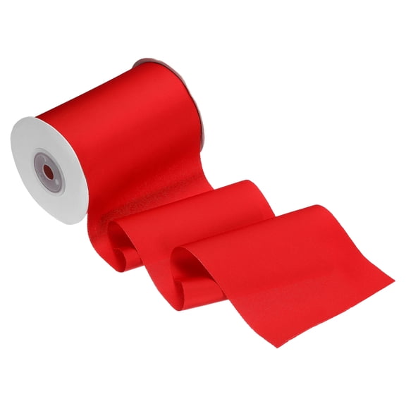 Uxcell Double Satin Ribbon (4" x 10 Yard, Red) - Double-Faced Thick Polyester Satin Ribbon Solid Fabric, Apply to Wedding Party Decor/Grand Opening Ceremony/Bow Making