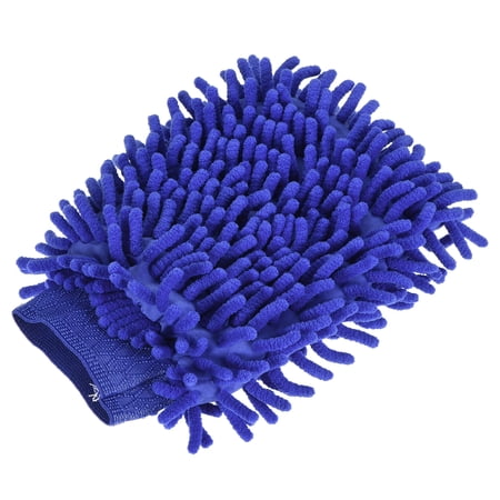 Uxcell Double-Sided Microfiber Soft Chenille Dusting Wash Mitten, Dark Blue