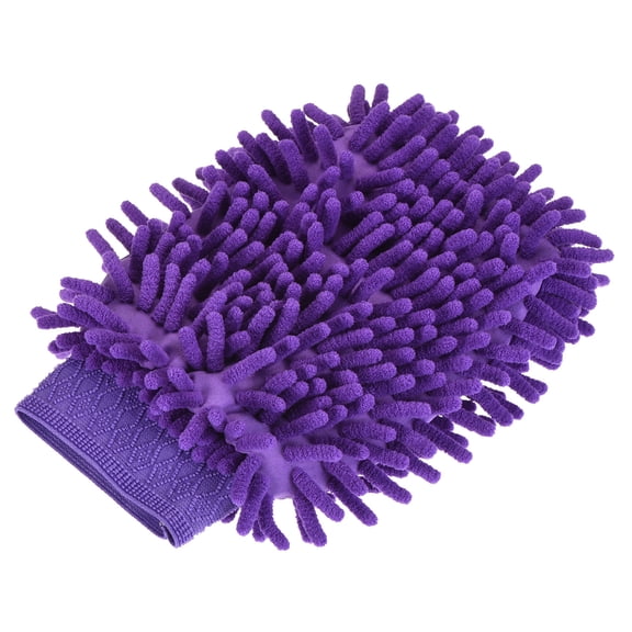 Uxcell Double-Sided Microfiber Soft Chenille Dusting Wash Mitten, Purple