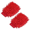 thumbnail image 1 of Uxcell Double-Sided Microfiber Soft Chenille Dusting Wash Mitten, Rose Red 2 Pack, 1 of 5