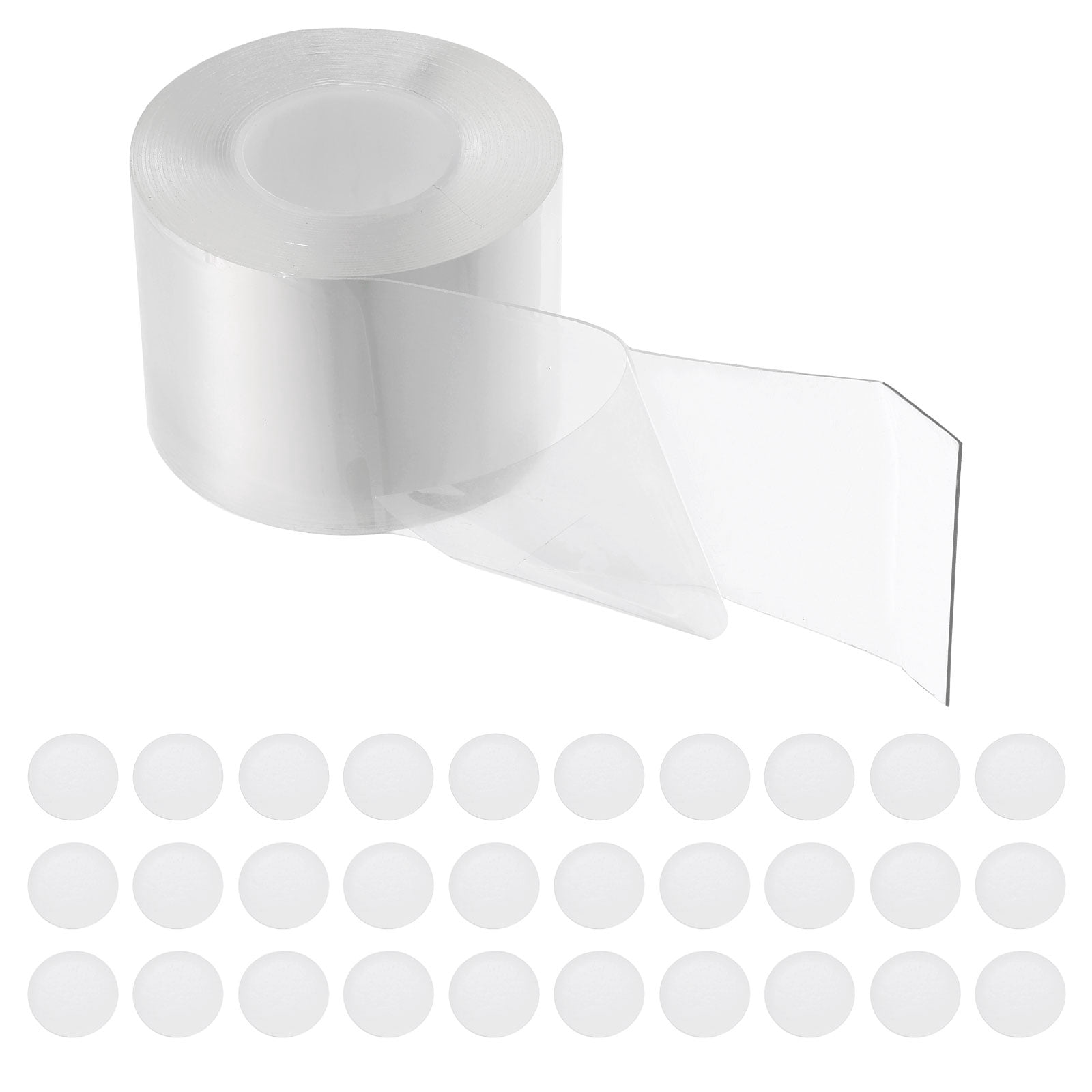 Uxcell Double Sided Tape Heavy Duty, Nano Adhesive Mounting Tape, 1 Roll 5mx60mmx1mm Strip & 30 Pcs 8mmx1mm Circle
