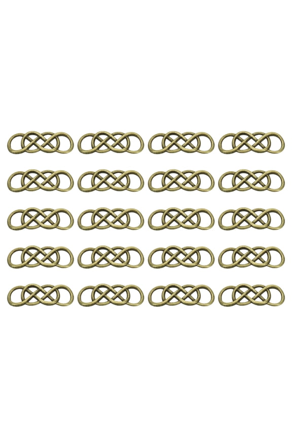 Double Symbol Charm Connectors Alloy Double 8 Linker Pendant, Bronze, 30Pack