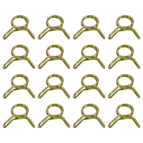 Uxcell Double Wire Fuel Line Hose Clips 6mm ID, 12Pcs 65Mn Spring Steel Tubing Spring Clips Clamps Assortment for Air Hose Tube Water Pipe Motorcycle Scooter ATV, Brass