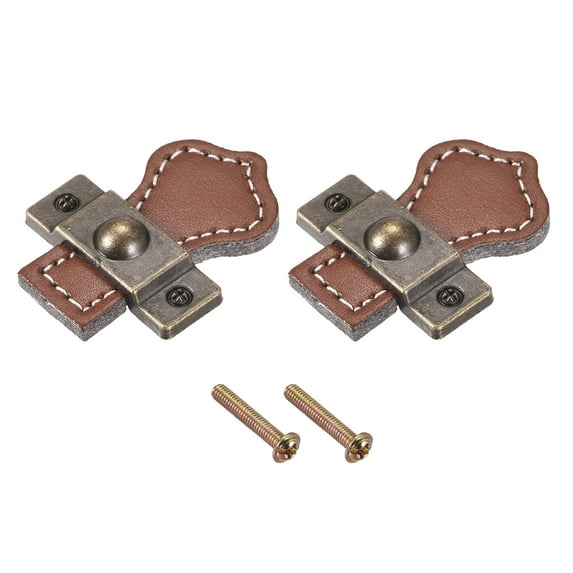Uxcell Drawer Knobs, 1.89" 2Pack Leather Dresser Handle Door Pulls Cupboard Pull, Brown