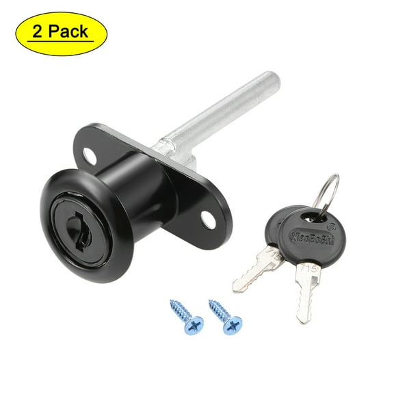 Uxcell Drawer Lock 16mm Cylinder Diameter for Desk Cabinet Locker Black 2Pcs