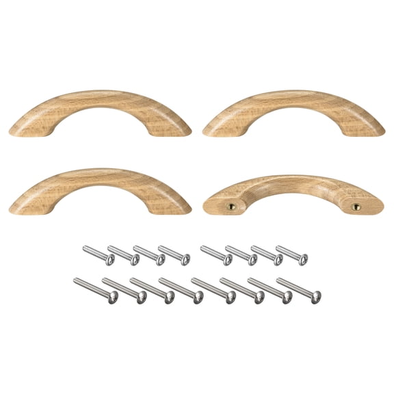 Uxcell Drawer Pulls, 3.5" 4Pack Wood Dresser Handles Door Knob for Furniture Part, Brown