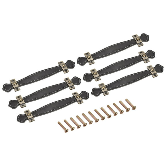 Uxcell Drawer Pulls, 6.3" Leather Dresser Handles Door Knobs Cupboard Pull Black 6 Pcs
