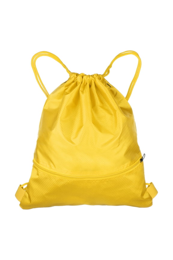Drawstring Backpack Bag 16.5" x 19.3" Oxford Cloth Bulk Cinch Sack, Yellow