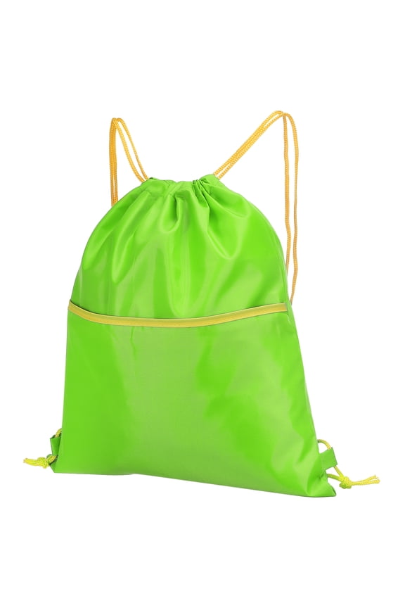 Drawstring Backpack Bag Drawstring Gym Bag with W Zipper Side Pocket for Women Men Green