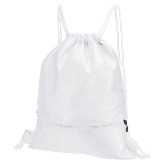 Uxcell Drawstring Backpack Bag Drawstring Gym Bag with Zip Pocket for Women Men White
