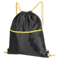 thumbnail image 1 of Uxcell Drawstring Backpack Bags Drawstring Gym Bag with W Zipper Side Pockets for Women Men Black, 1 of 5