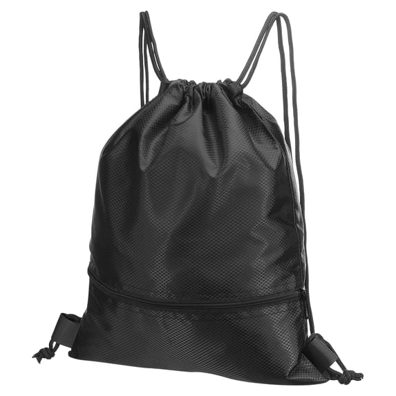 Uxcell Drawstring Backpack Bags Drawstring Gym Bag with Zip Pocket for Women Men Black