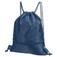 thumbnail image 1 of Uxcell Drawstring Backpack Bags Drawstring Gym Bag with Zip Pocket for Women Men Navy Blue, 1 of 5
