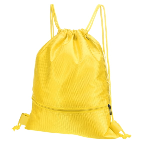 Uxcell Drawstring Backpack Bags Drawstring Gym Bag with Zip Pocket for Women Men Yellow