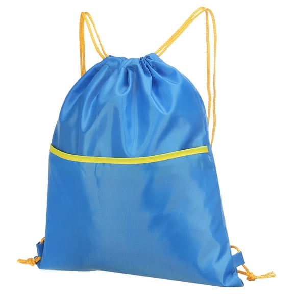 Uxcell Drawstring Backpack Bags Drawstring Gym Bags with W Zipper Side Pocket for Women Men Blue