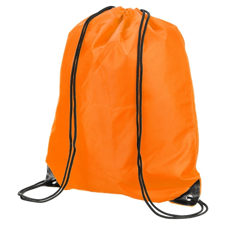 Uxcell Drawstring Bag Oxford Cloth Draw String Sack for Gym Outdoors,  Orange 5 Pack