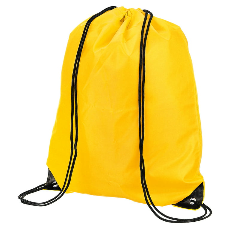 Uxcell Drawstring Bag Oxford Cloth Draw String Sack for Gym Outdoors,  Yellow 2 Pack 
