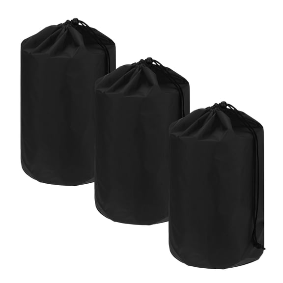 Uxcell Drawstring Bag with Toggle, Cinch and Ditty Pouch Portable Outdoor Products Ditty Bag 14x27inch & 3 Pack & Black - Fitting for (Backpacking/Camping/Traveling)