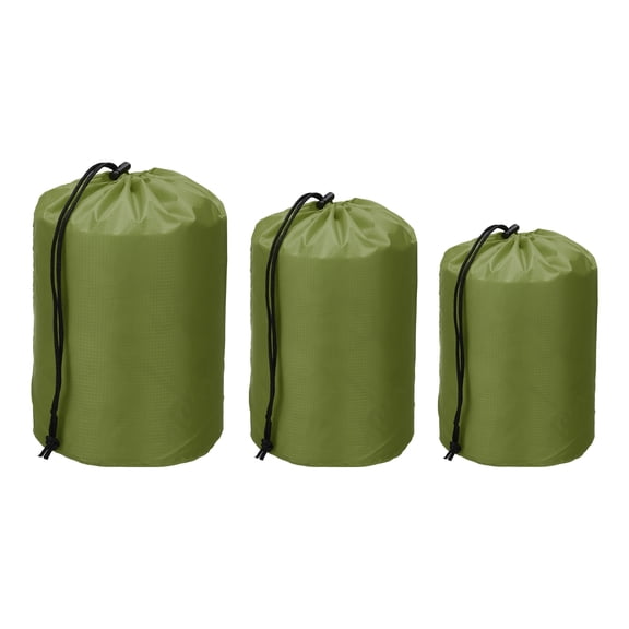 Uxcell Drawstring Bag with Toggle, Cinch and Ditty Pouch Portable Outdoor Products Ditty Bag 3 Size & 3Pcs & Army Green - Fit For(Backpacking/Camping/Traveling)