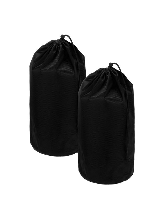 Drawstring Bag with Toggle, Cinch Sack and Ditty Pouch Durable Portable Outdoor Ditty Bag 12x24inch & 2Pcs & Black - Fitting for ( Sports/Backpacking/Camping/Traveling)