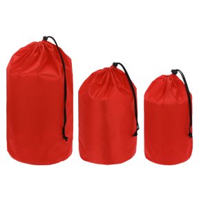 Uxcell Drawstring Bag with Toggle, Cinch Sack and Ditty Pouch Durable Portable Outdoor Ditty Bag 3 Size & 3Pcs & Red - Fitting for ( Sports/Backpacking/Camping/Traveling)