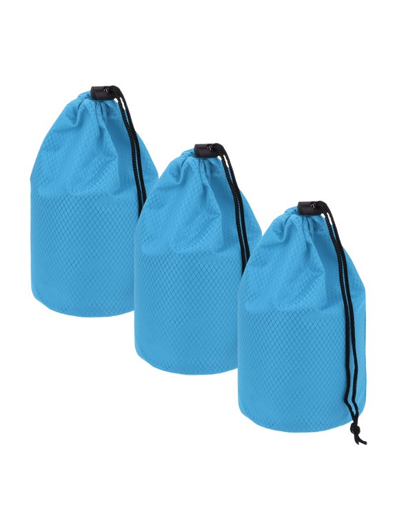 Drawstring Bag with Toggle, Cinch Sack and Ditty Pouch Durable Portable Outdoor Ditty Bag 4x8inch & 3Pcs & Blue - Fitting for ( Sports/Backpacking/Camping/Traveling)