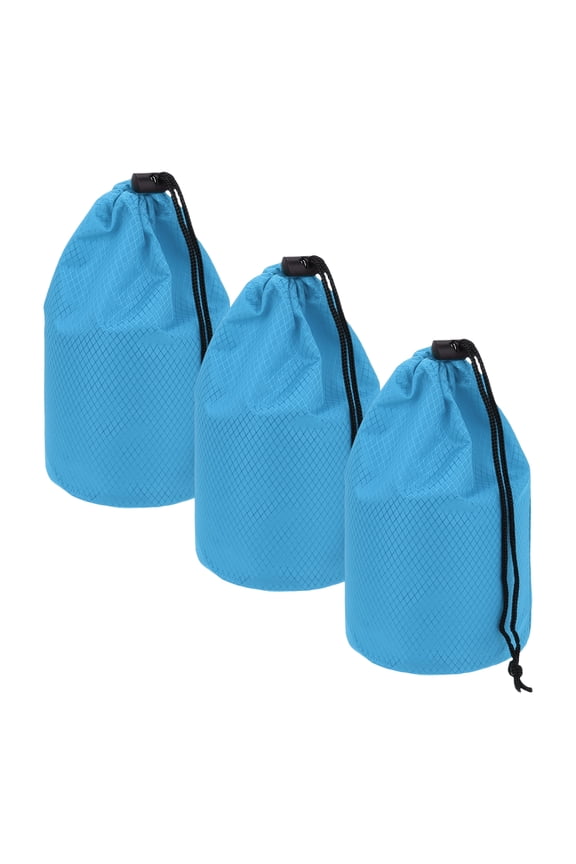 Drawstring Bag with Toggle, Cinch Sack and Ditty Pouch Durable Portable Outdoor Ditty Bag 4x8inch & 3Pcs & Blue - Fitting for ( Sports/Backpacking/Camping/Traveling)