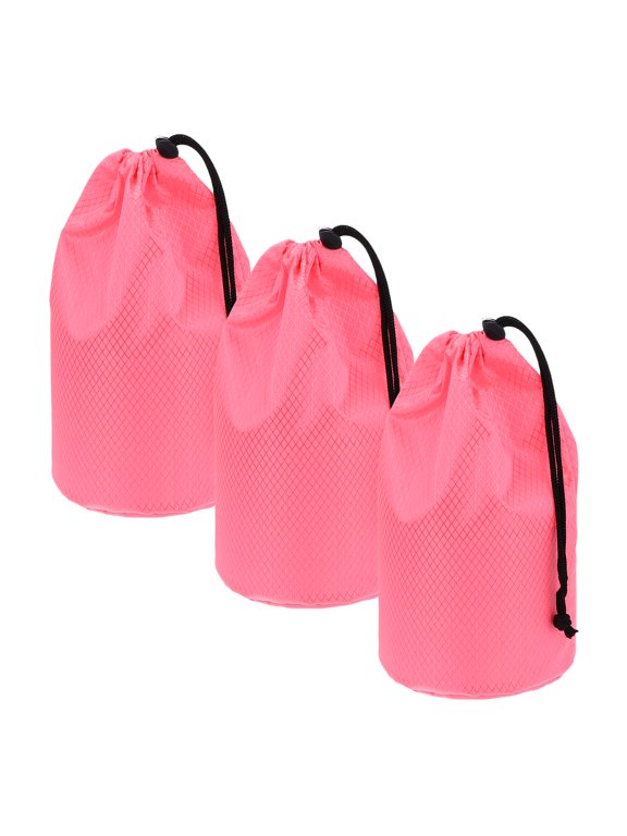 Drawstring Bag with Toggle, Cinch Sack and Ditty Pouch Durable Portable Outdoor Ditty Bag 4x8inch & 3Pcs & Pink - Fitting for ( Sports/Backpacking/Camping/Traveling)