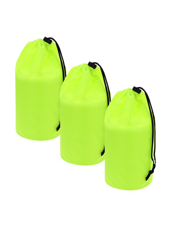 Drawstring Bag with Toggle, Cinch Sack and Ditty Pouch Durable Portable Outdoor Ditty Bag 6x12inch & 3Pcs & Fluorescent Green - Fitting for ( Sports/Backpacking/Camping/Traveling)