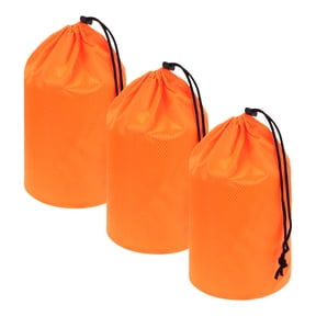Uxcell Drawstring Bag with Toggle, Cinch Sack and Ditty Pouch Durable Portable Outdoor Ditty Bag 6x12inch & 3Pcs & Orange - Fitting for ( Sports/Backpacking/Camping/Traveling)