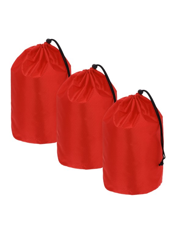 Drawstring Bag with Toggle, Cinch Sack and Ditty Pouch Durable Portable Outdoor Ditty Bag 7x13inch & 3Pcs & Red - Fitting for ( Sports/Backpacking/Camping/Traveling)
