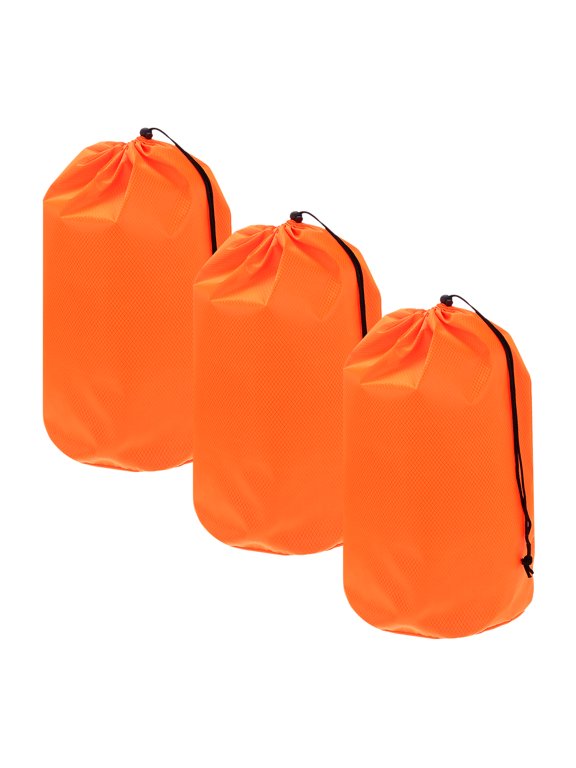 Drawstring Bag with Toggle, Cinch Sack and Ditty Pouch Durable Portable Outdoor Ditty Bag 9x17inch & 3Pcs & Orange - Fitting for ( Sports/Backpacking/Camping/Traveling)