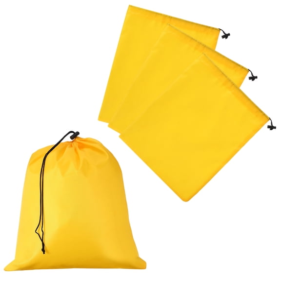 Uxcell Drawstring Bag with Toggle, Stuff Sack String Waterproof Travel Storage Bags for Gym Travel 16 x 14 Inch & 4 Pack & Yellow