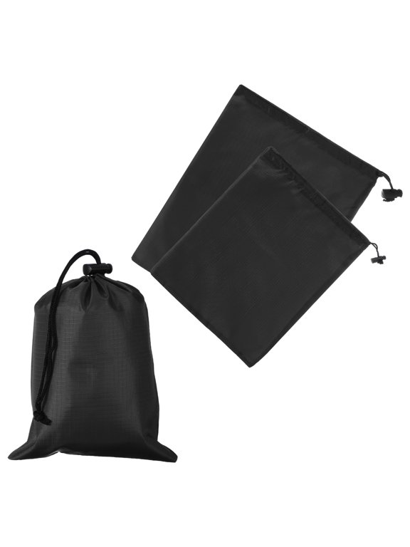 Drawstring Bag with Toggle, Stuff Sack String Waterproof Travel Storage Bags for Gym Travel 3 Size & 3 Pack & Black