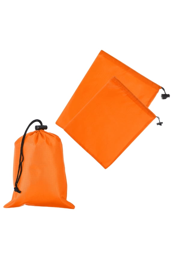 Drawstring Bag with Toggle, Stuff Sack String Waterproof Travel Storage Bags for Gym Travel 3 Size & 3 Pack & Orange